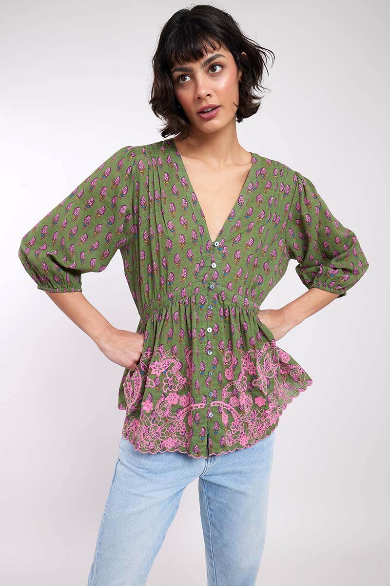 Harriet Green Cotton Embroidered Blouse – east.co.uk