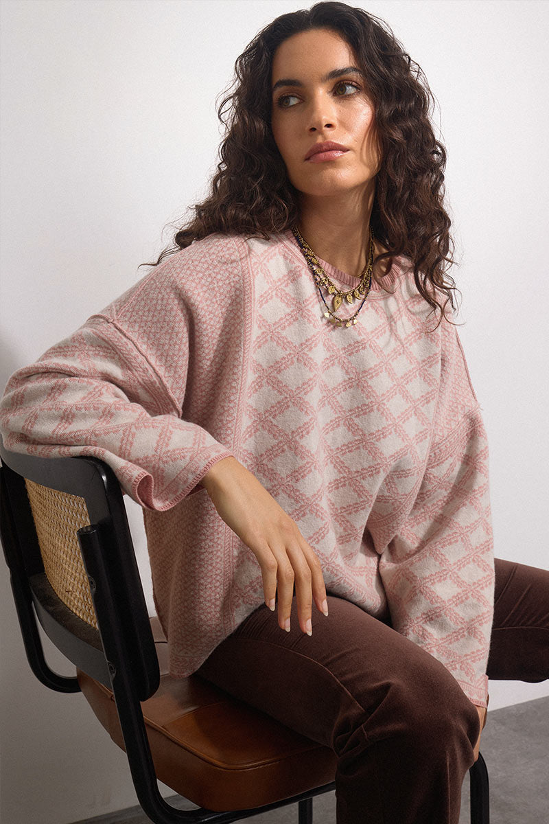 East x Oubas Jacquard Kimono Sleeve Wool Jumper