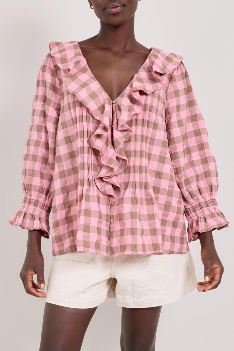 Alyessia Woven Gingham Top