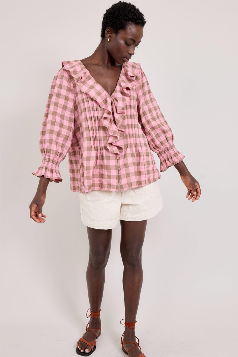 Alyessia Woven Gingham Top