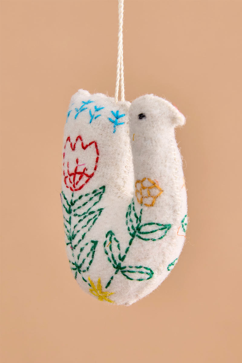 Embroidered Bird Hanging Ornament