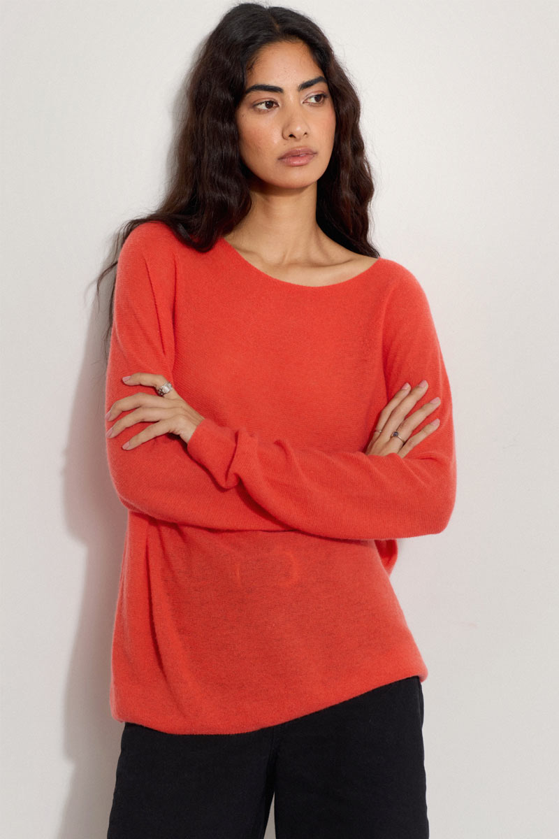 Eleri Crew Neck Cashmere Orange Jumper