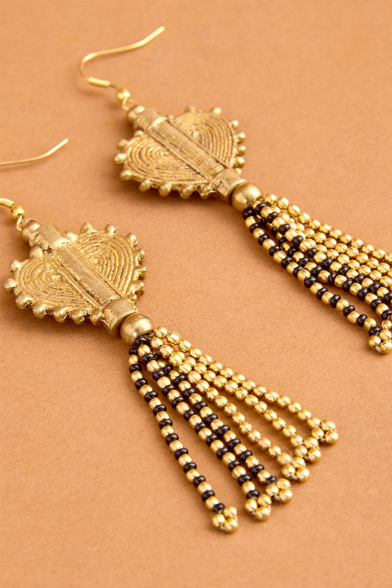 Imala Gold & Black Beaded Earrings