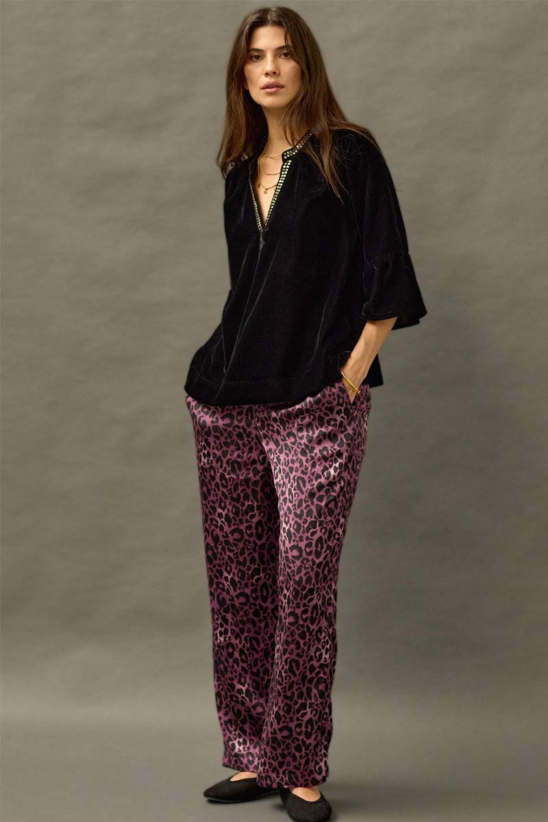 Rhiannon Leopard Print Wide Leg Trousers