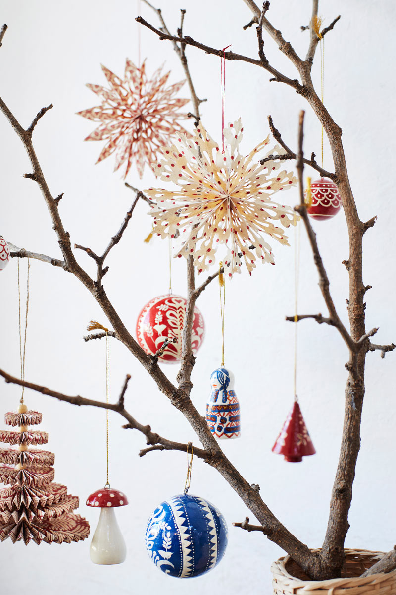 Hand-Painted Paper Mache Baubles