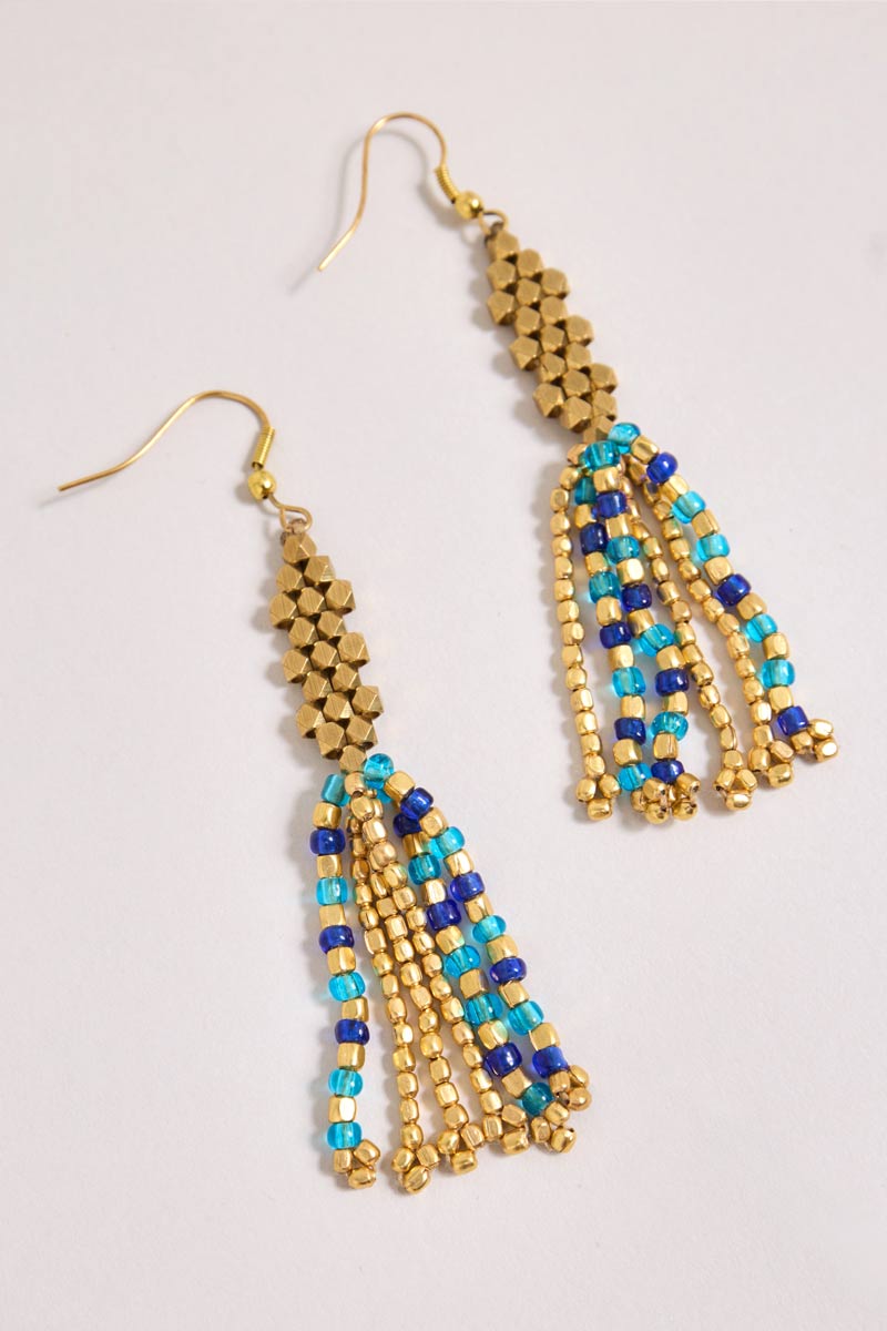 Nataraj Dharma Blue & Gold Earrings