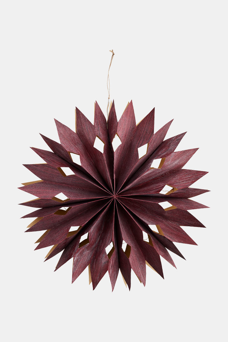 Burgundy Veneer Paper Light-Up Star Decoration