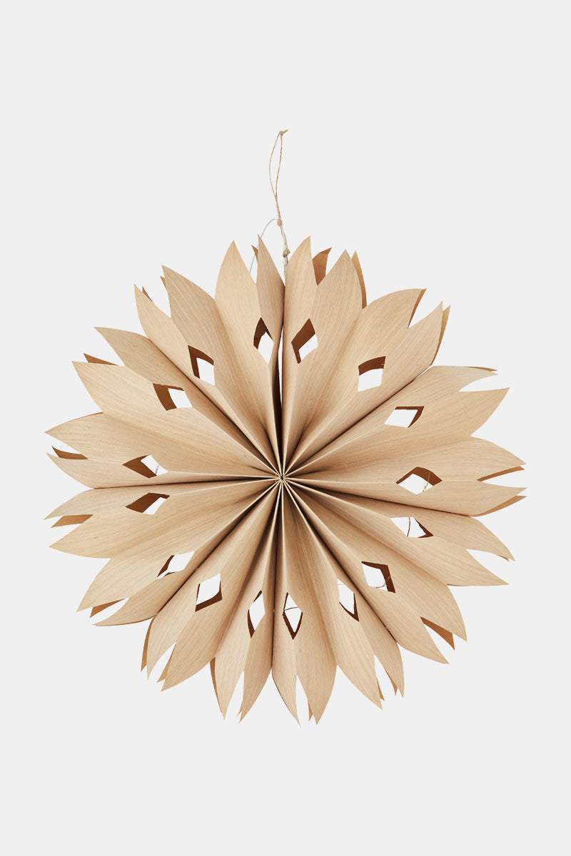 Natural Veneer Paper Light-Up Star Decoration