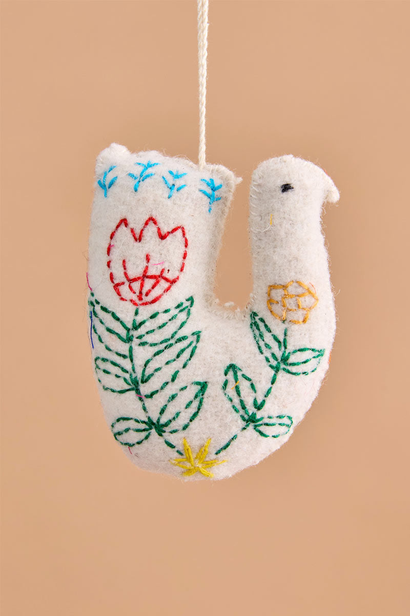 Embroidered Bird Hanging Ornament