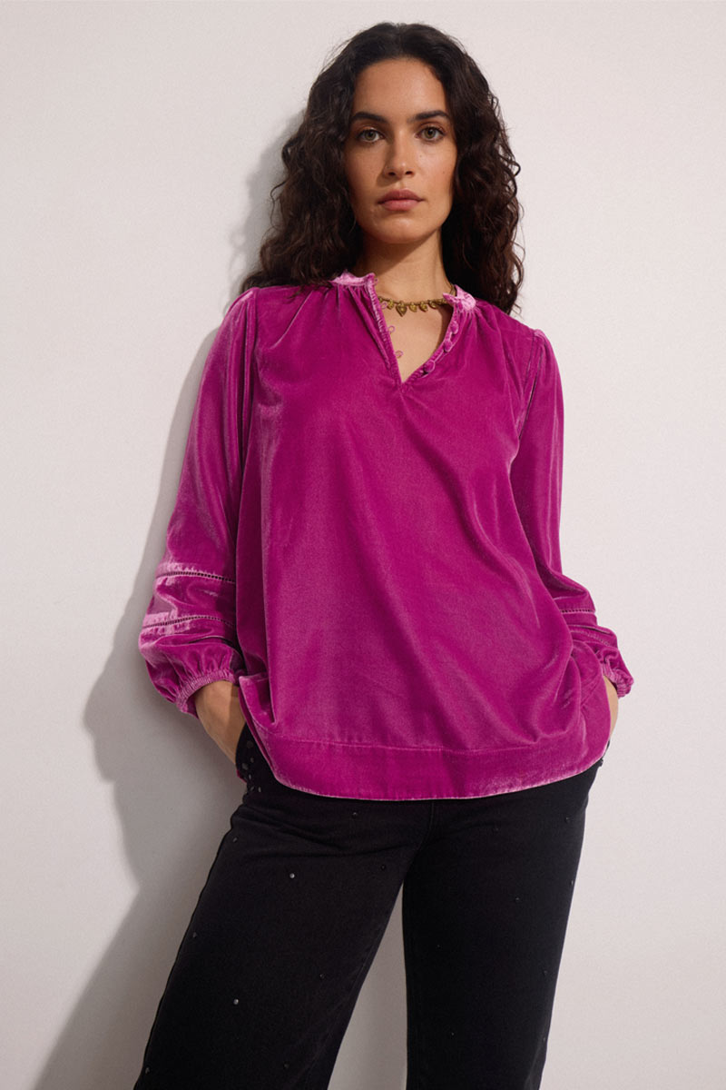 Coira Pink Velvet Top