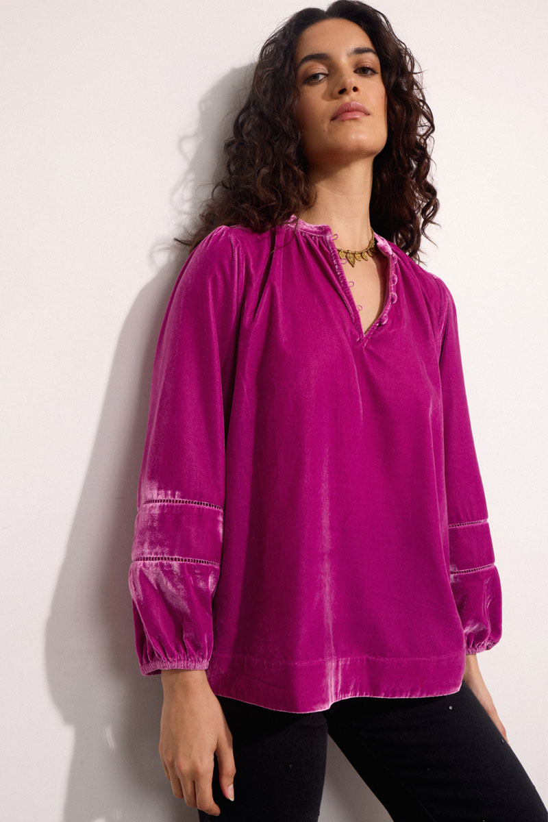 Coira Pink Velvet Top