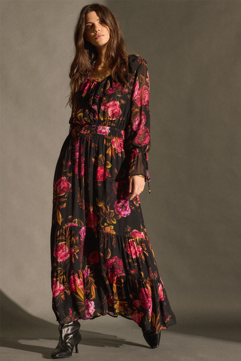 Dylan Floral Print Ruffle Maxi Dress