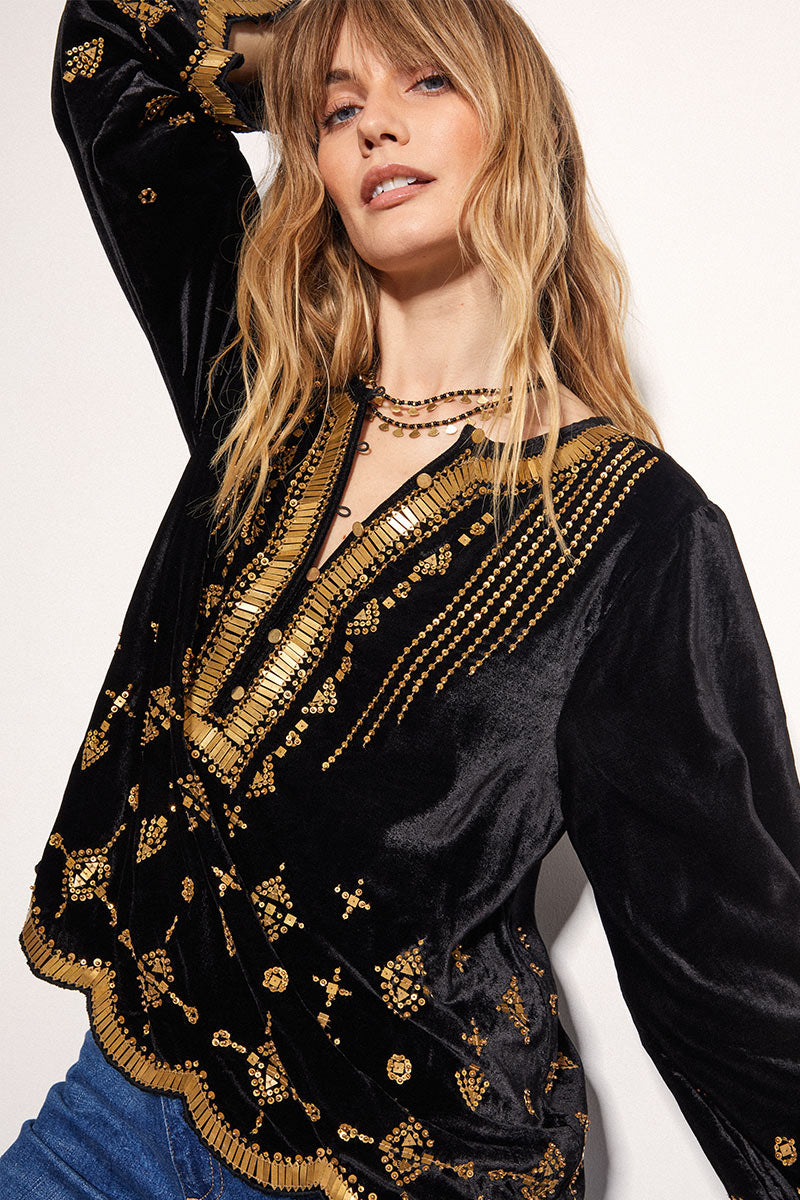 Elide Metal Sequin Top