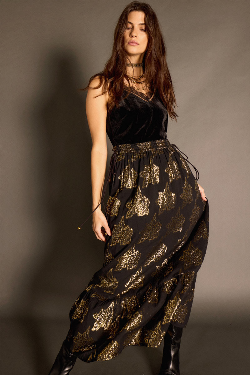 Gwen Gold Jacquard Skirt