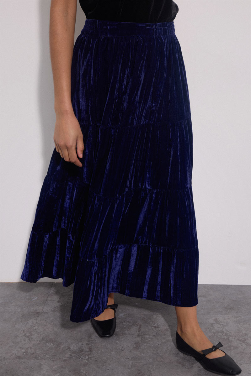 Heather Velvet Crinkle Maxi Skirt