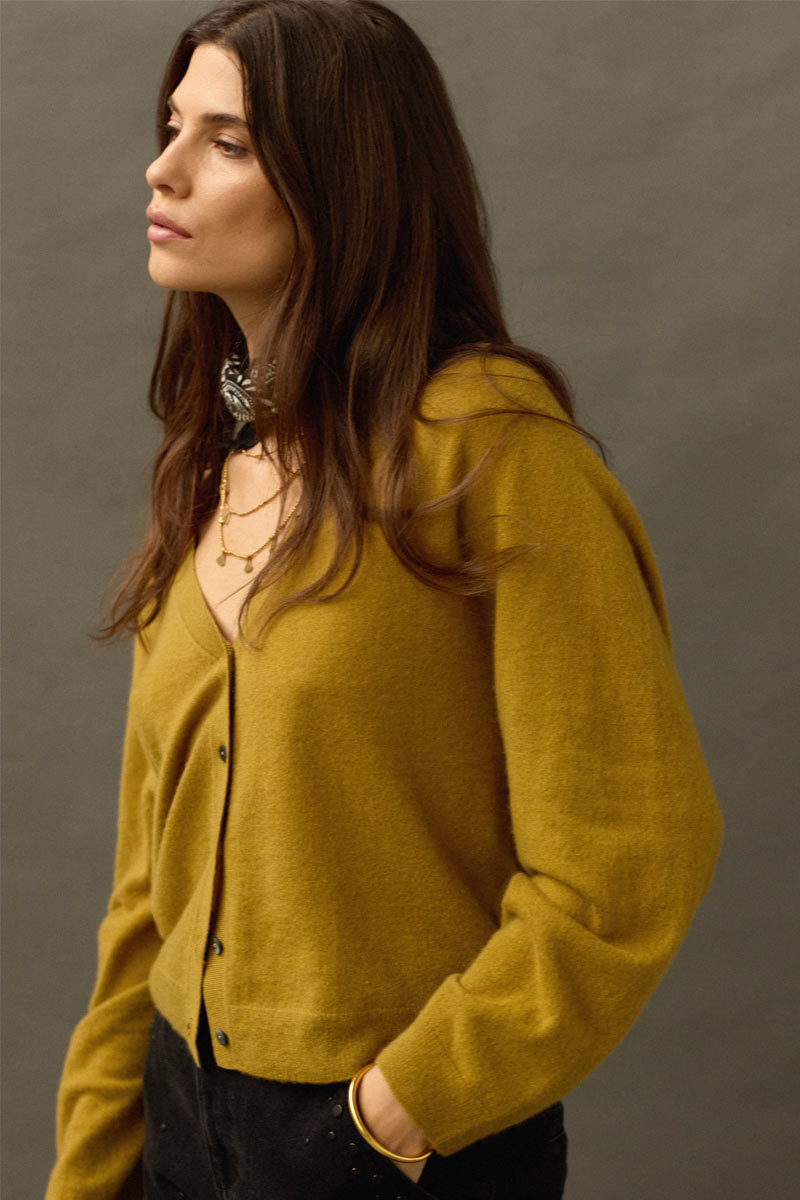 Meleri Silk & Cashmere Olive Cardigan