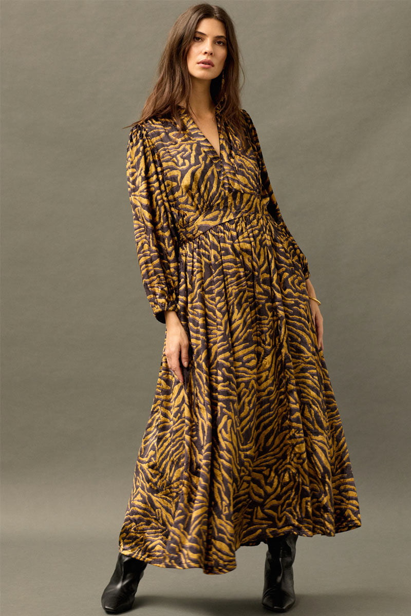 Nula Animal Print Velvet Maxi Dress