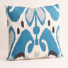 Ikat Blue Silk Square Cushion Cover by East.co.uk